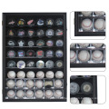 Amazon hot sale wholesale custom Wood frame Hockey Pucks Display Case Holder Wall Cabinet with Lock